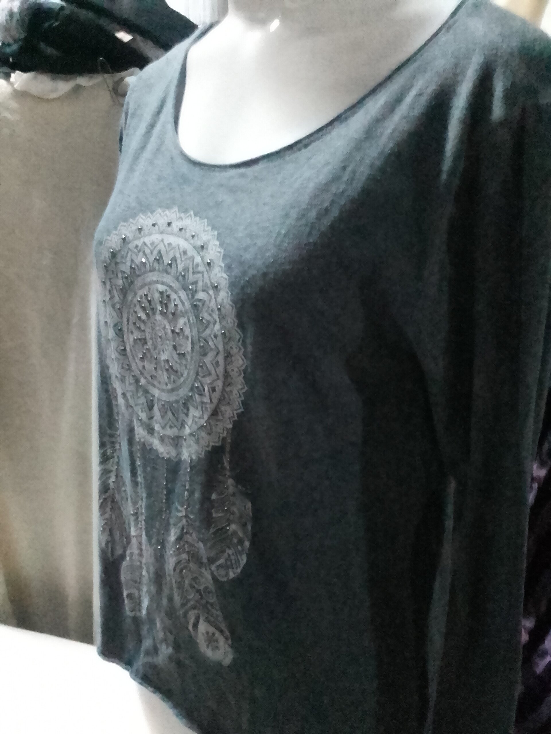 Camiseta mujer manga larga con dibujo atrapasueños - 1
