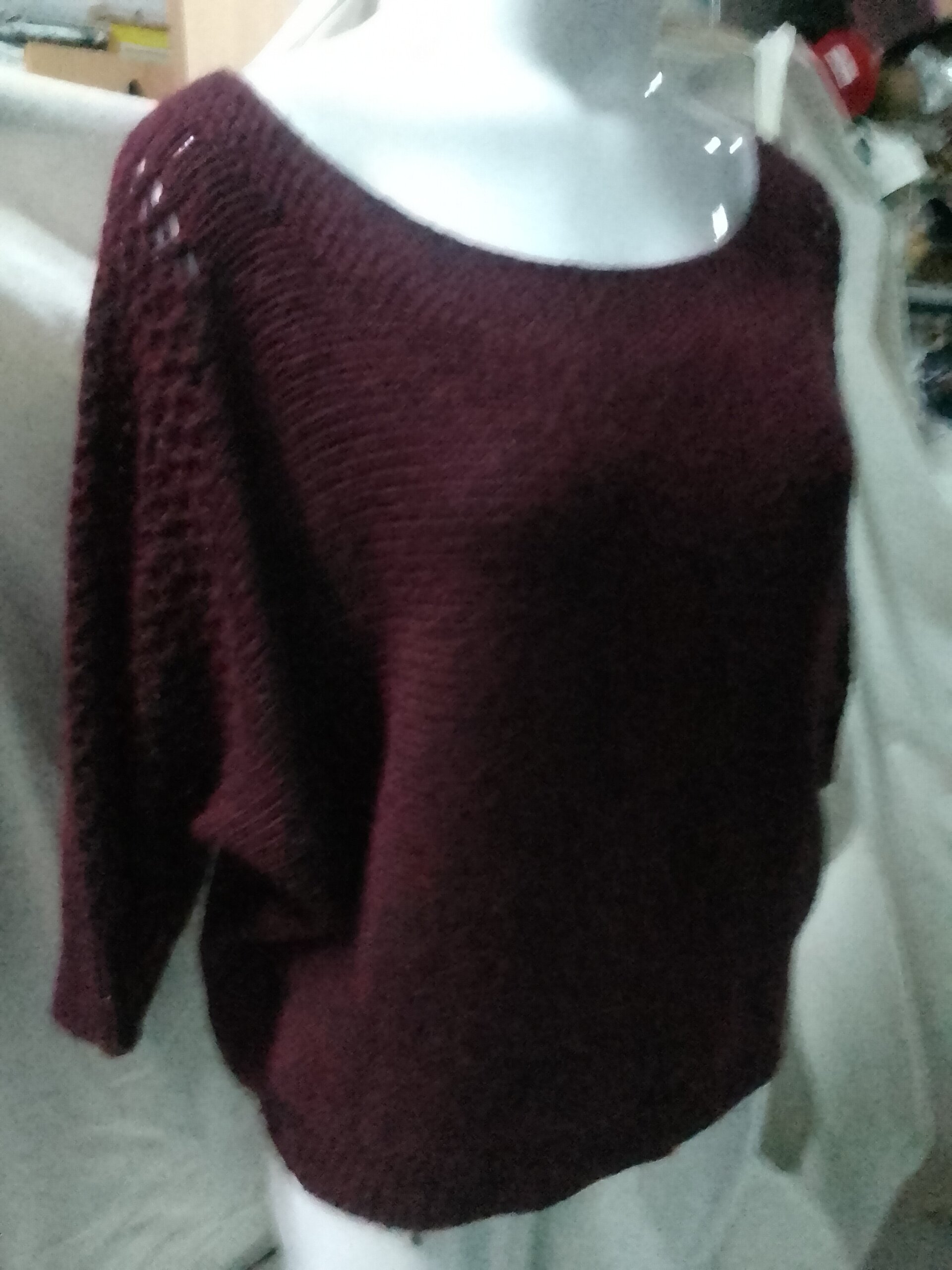 Jersey burdeos manga larga cuello ancho - 4