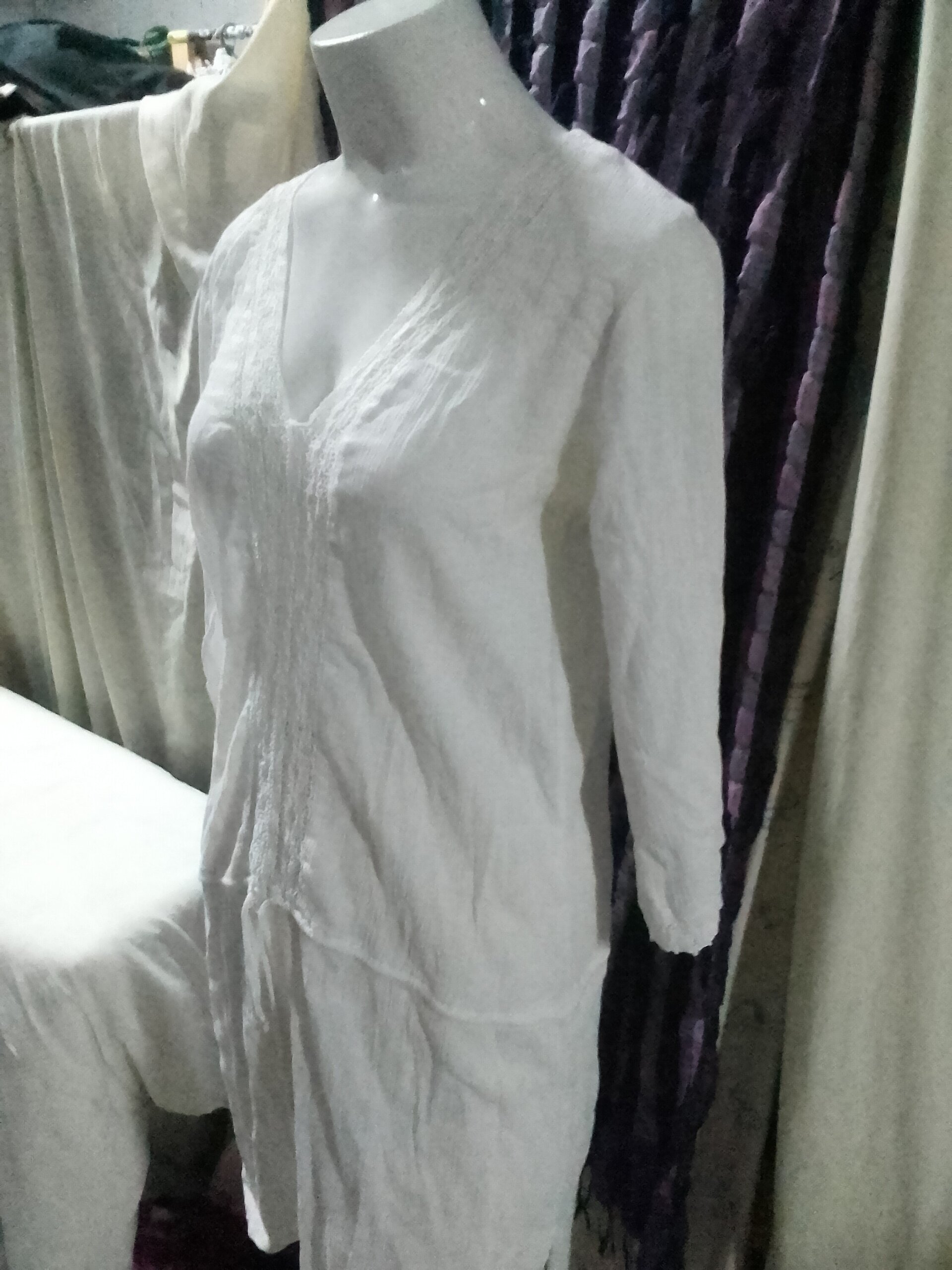 Camisa larga tipo vestido manga larga - 1