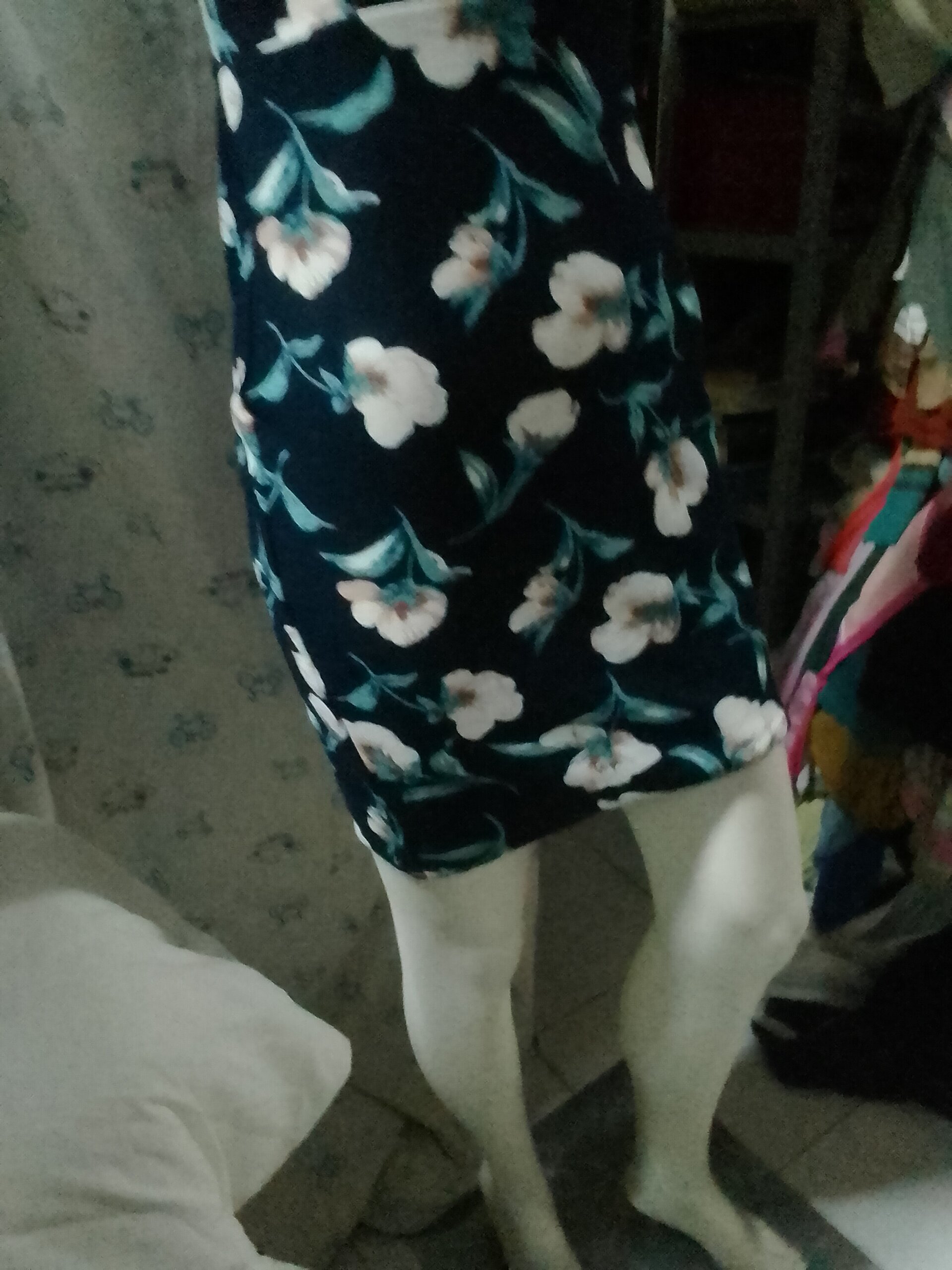 Vestido corto estampado escote ancho - 1