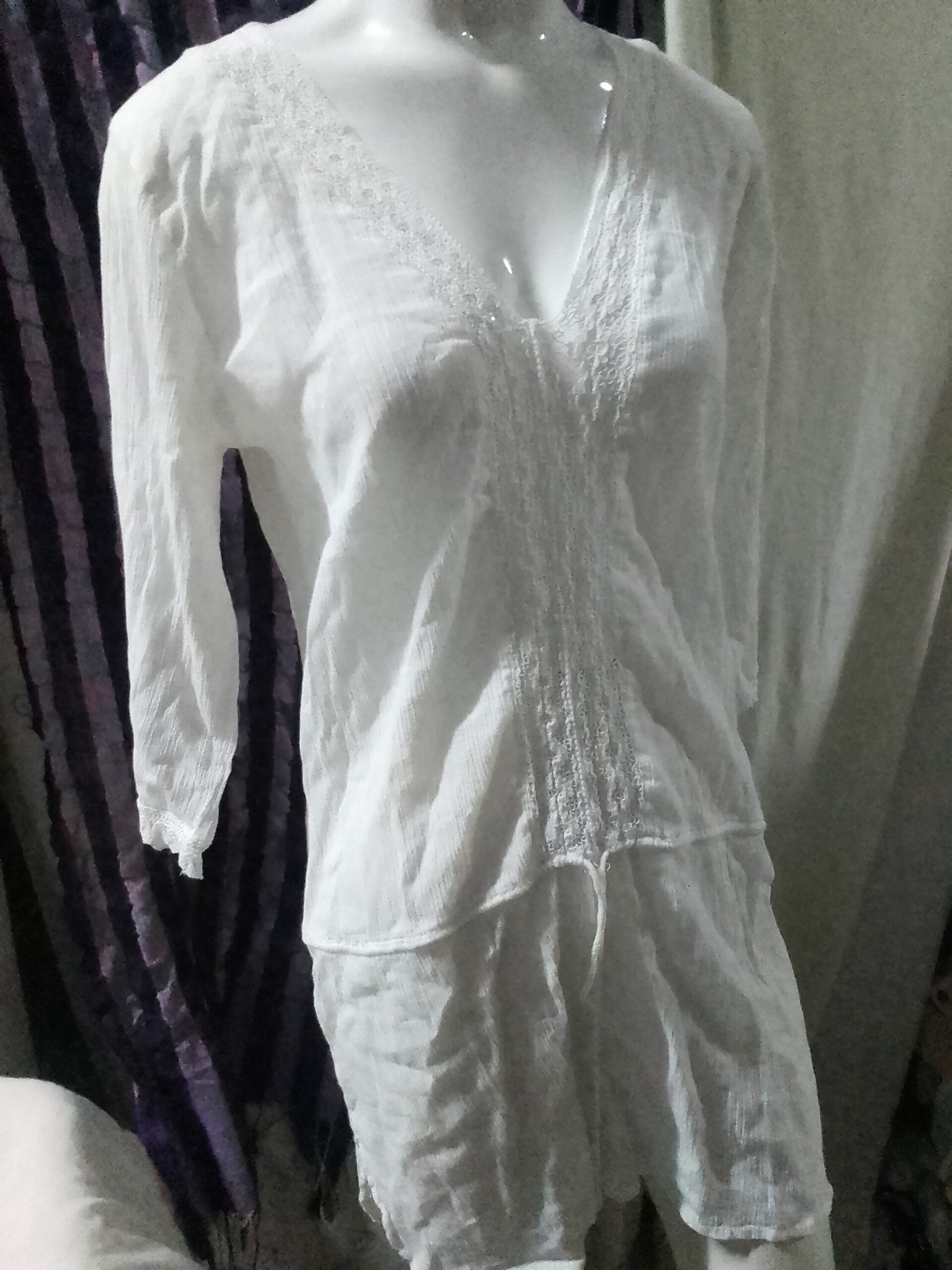 Camisa larga tipo vestido manga larga - 4