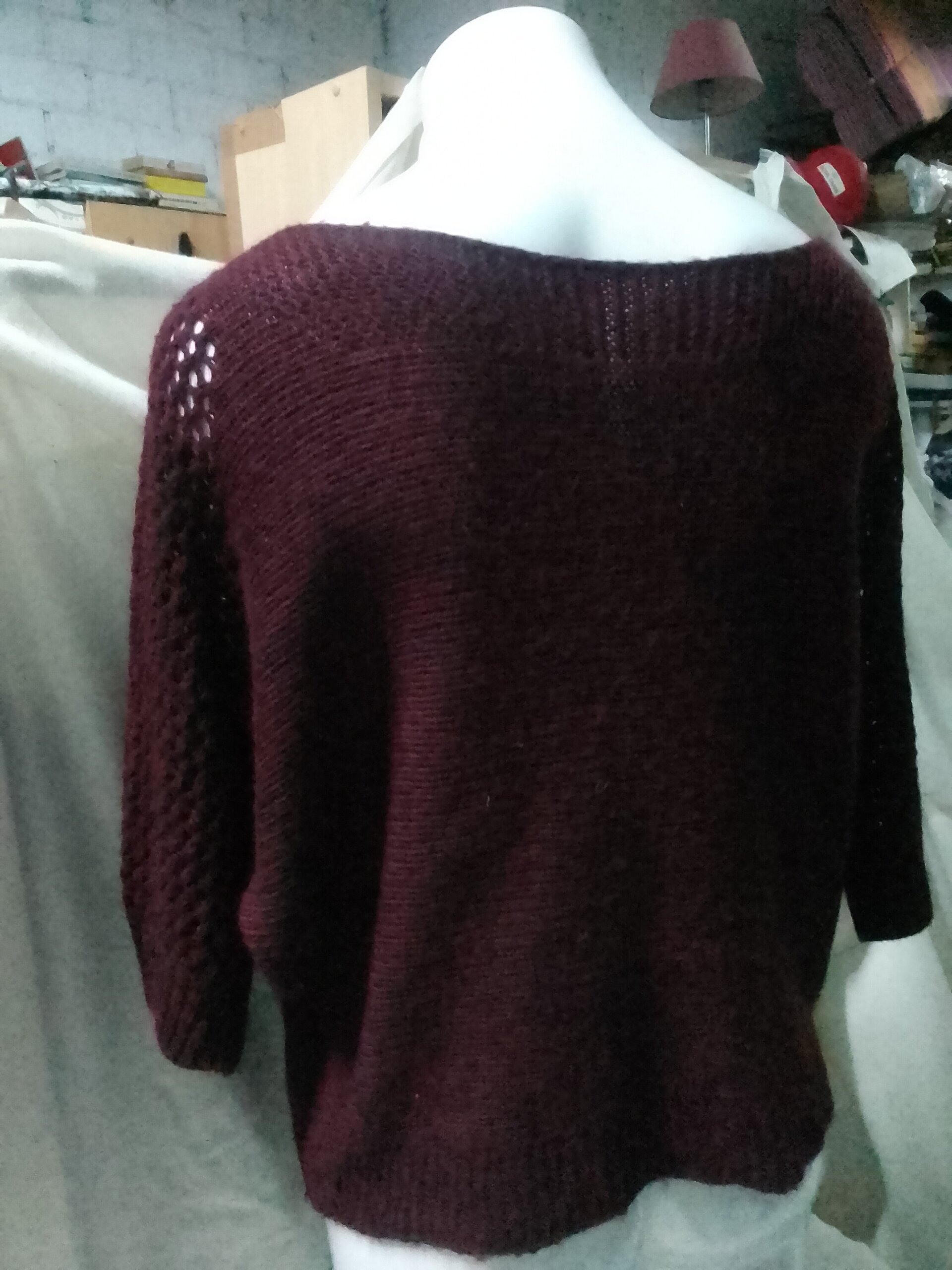 Jersey burdeos manga larga cuello ancho - 3