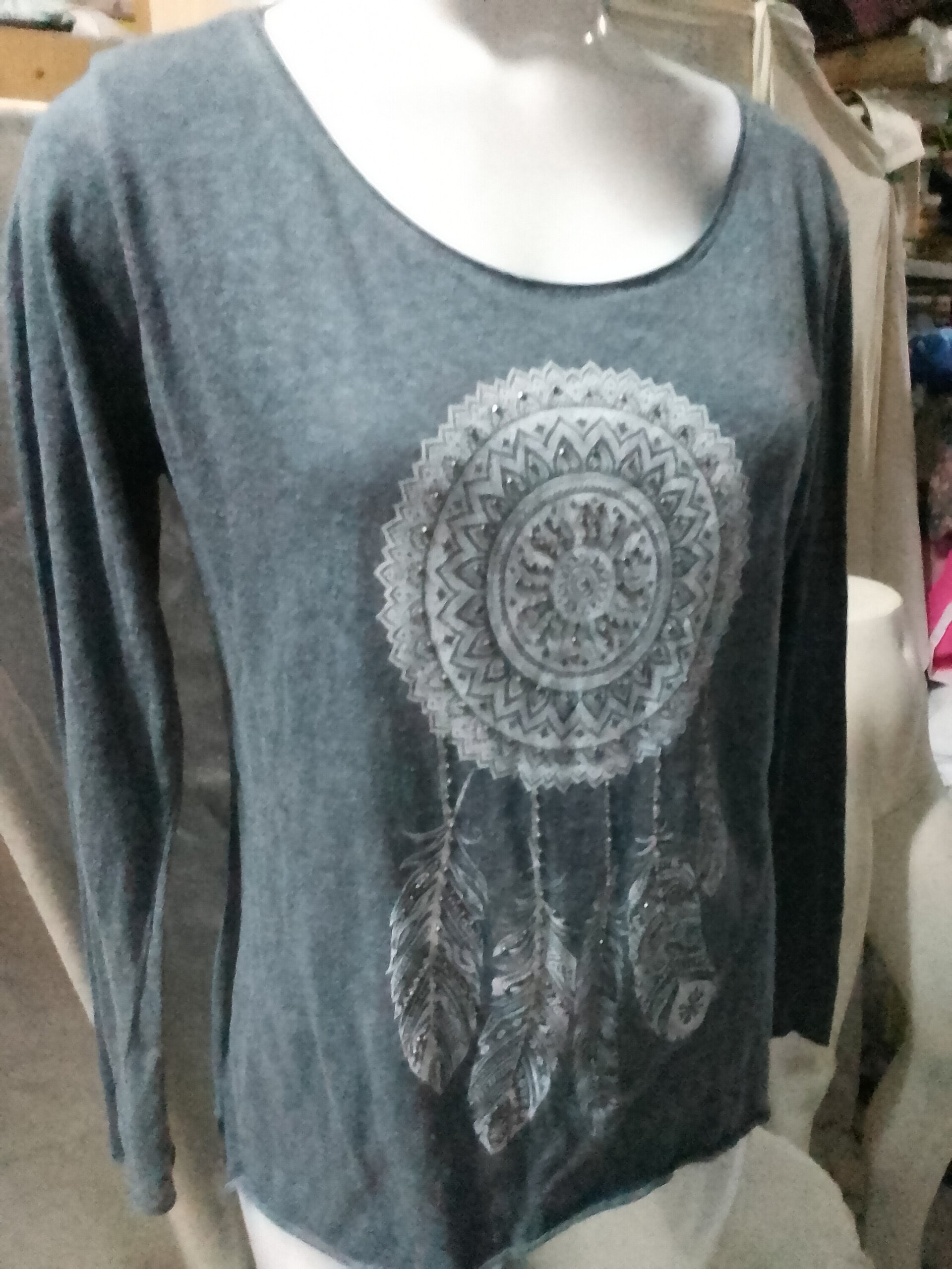 Camiseta mujer manga larga con dibujo atrapasueños - 3