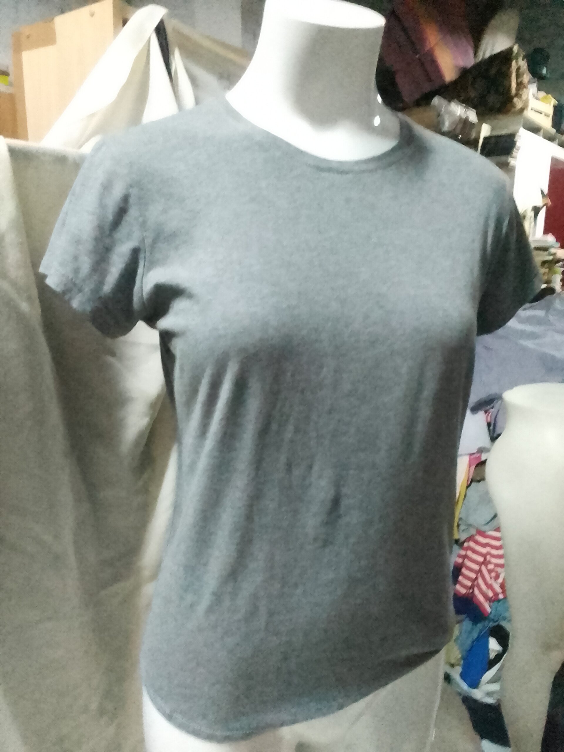 Camiseta mujer gris de algodón - 1