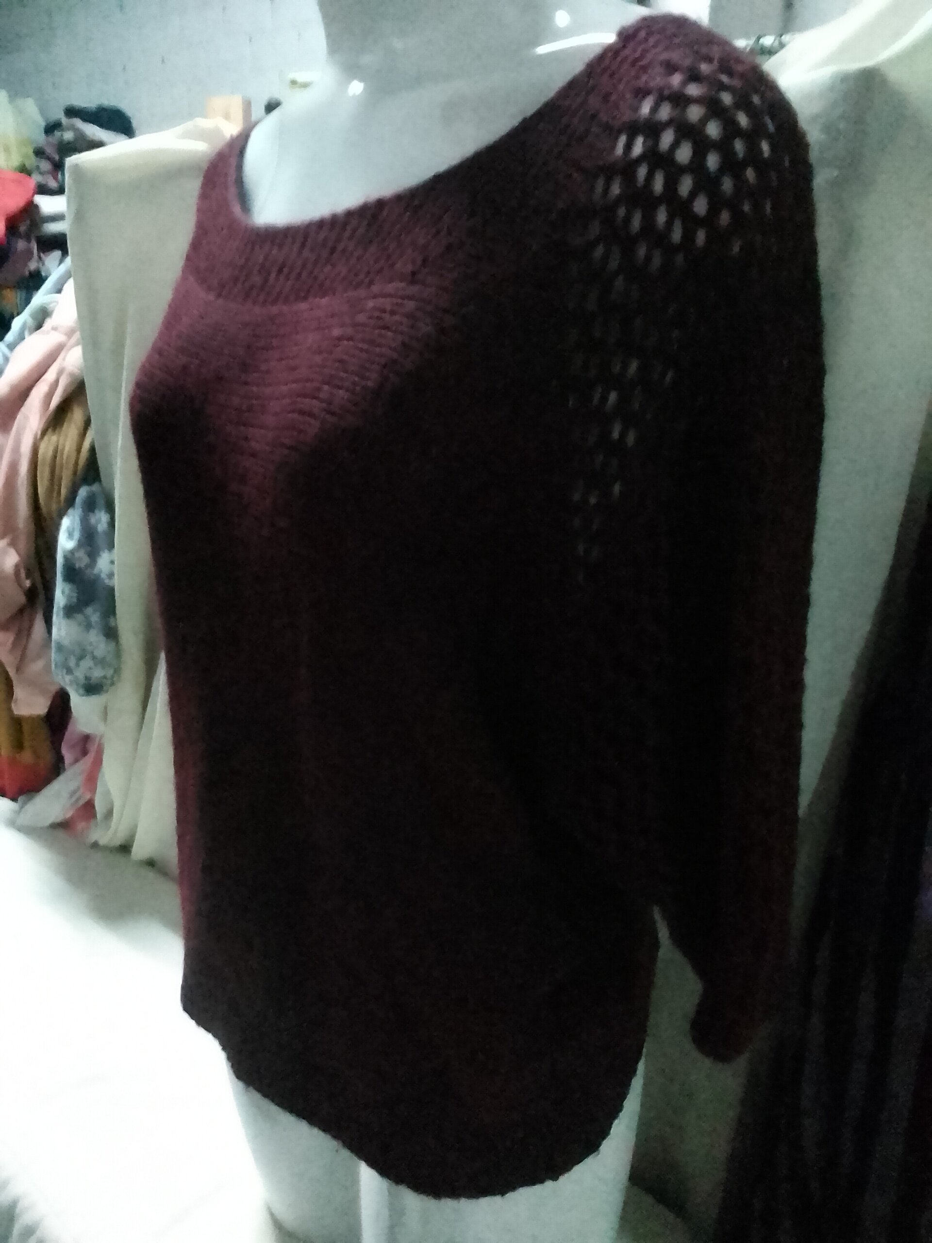 Jersey burdeos manga larga cuello ancho - 1